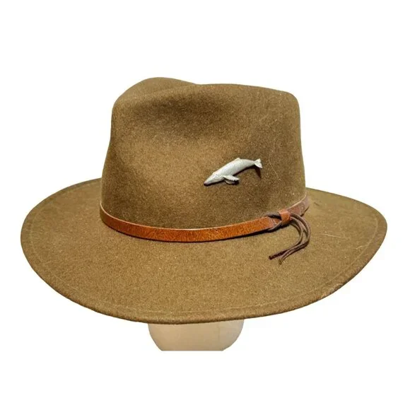 London Fog Brown Fedora Hat 100% Wool SZ S 21" Crushable Water Repellant USA - Picture 3 of 5
